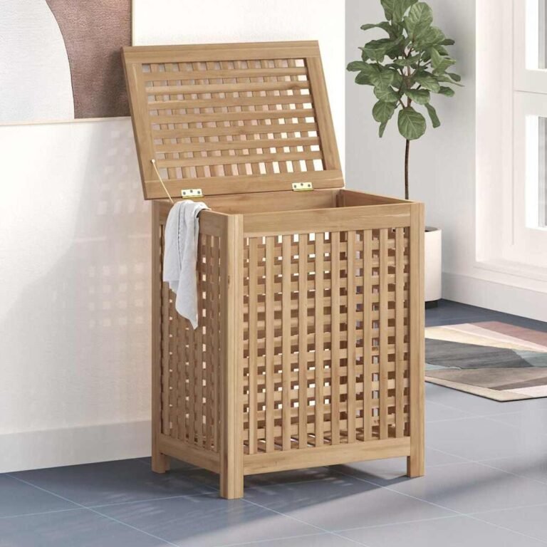 vidaXL Skalbinių dėžė, 50x35x60cm, tikmedžio medienos masyvas – produkto nuotrauka 2
