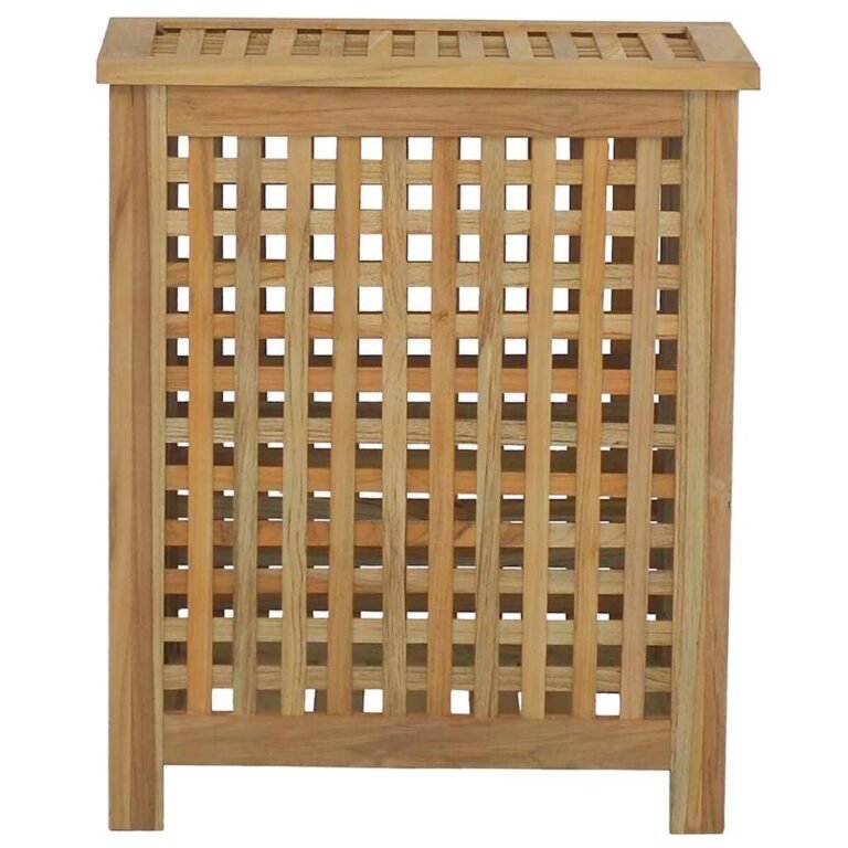 vidaXL Skalbinių dėžė, 50x35x60cm, tikmedžio medienos masyvas – produkto nuotrauka 4