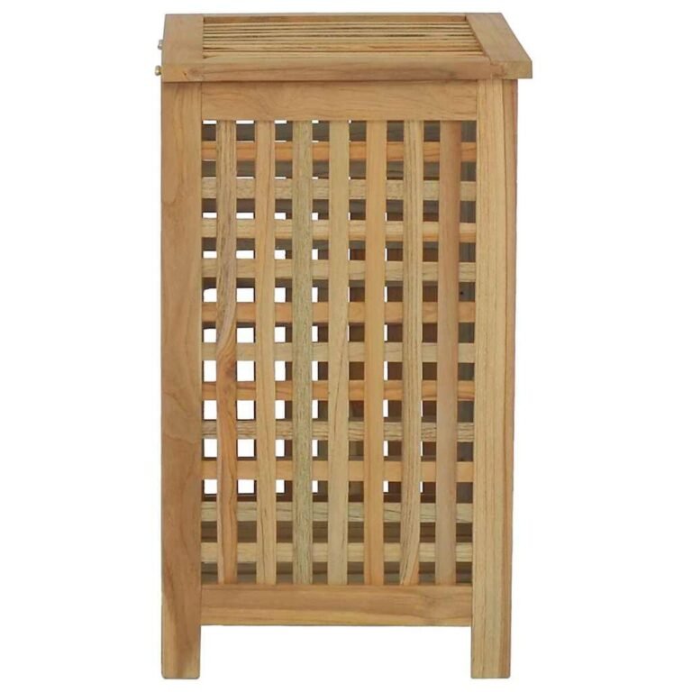 vidaXL Skalbinių dėžė, 50x35x60cm, tikmedžio medienos masyvas – produkto nuotrauka 5