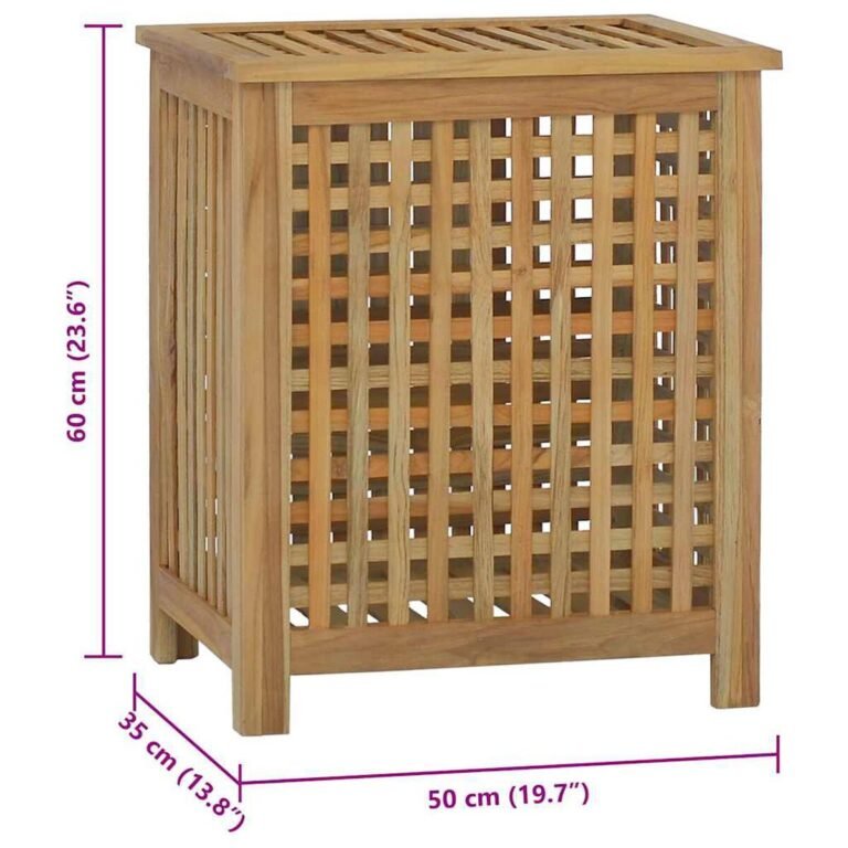 vidaXL Skalbinių dėžė, 50x35x60cm, tikmedžio medienos masyvas – produkto nuotrauka 7
