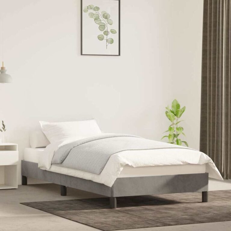 vidaXL Lovos rėmas be čiužinio, šviesiai pilkas, 90x190cm, aksomas – produkto nuotrauka 2