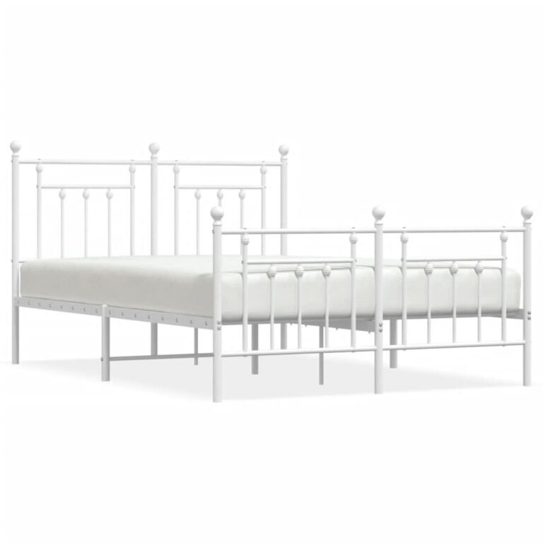 vidaXL Lovos rėmas su galvūgaliu/kojūgaliu, baltas, 140x190cm, metalas