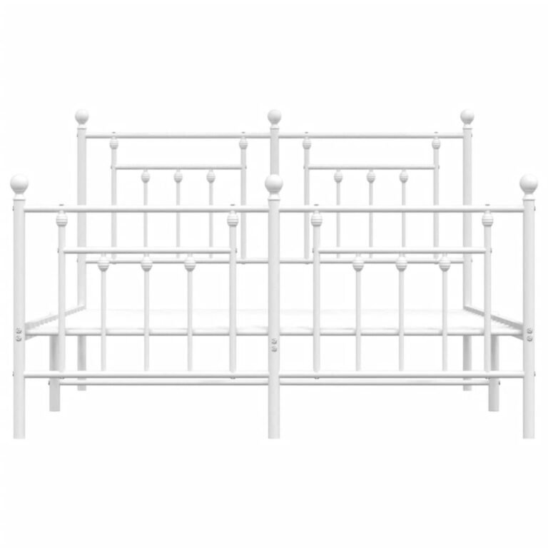 vidaXL Lovos rėmas su galvūgaliu/kojūgaliu, baltas, 140x190cm, metalas – produkto nuotrauka 5