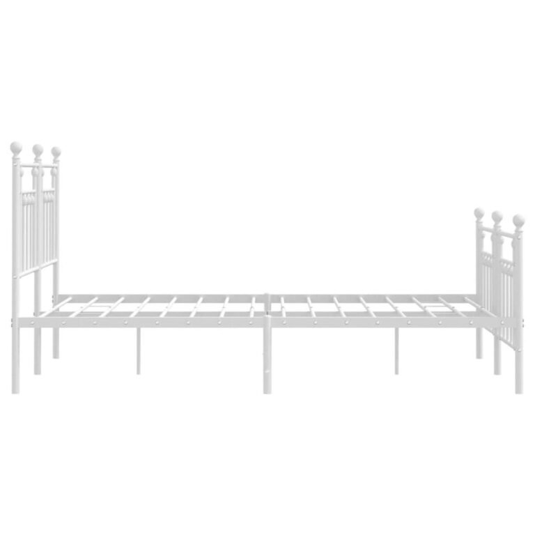 vidaXL Lovos rėmas su galvūgaliu/kojūgaliu, baltas, 140x190cm, metalas – produkto nuotrauka 6