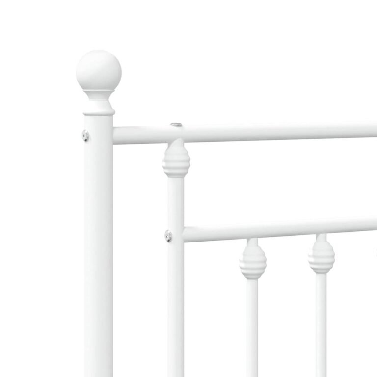 vidaXL Lovos rėmas su galvūgaliu/kojūgaliu, baltas, 140x190cm, metalas – produkto nuotrauka 8