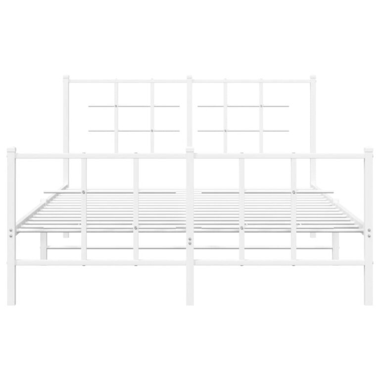 vidaXL Lovos rėmas su galvūgaliu/kojūgaliu, baltas, 140x200cm, metalas – produkto nuotrauka 4