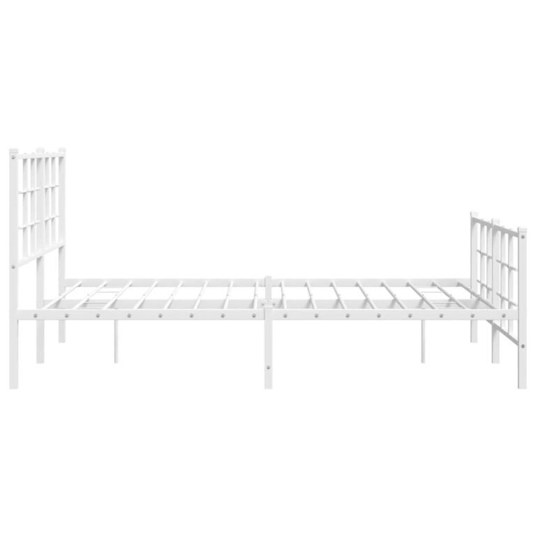 vidaXL Lovos rėmas su galvūgaliu/kojūgaliu, baltas, 140x200cm, metalas – produkto nuotrauka 5