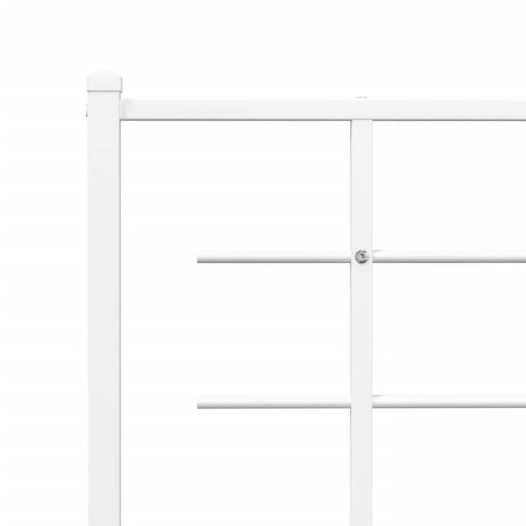 vidaXL Lovos rėmas su galvūgaliu/kojūgaliu, baltas, 140x200cm, metalas – produkto nuotrauka 6