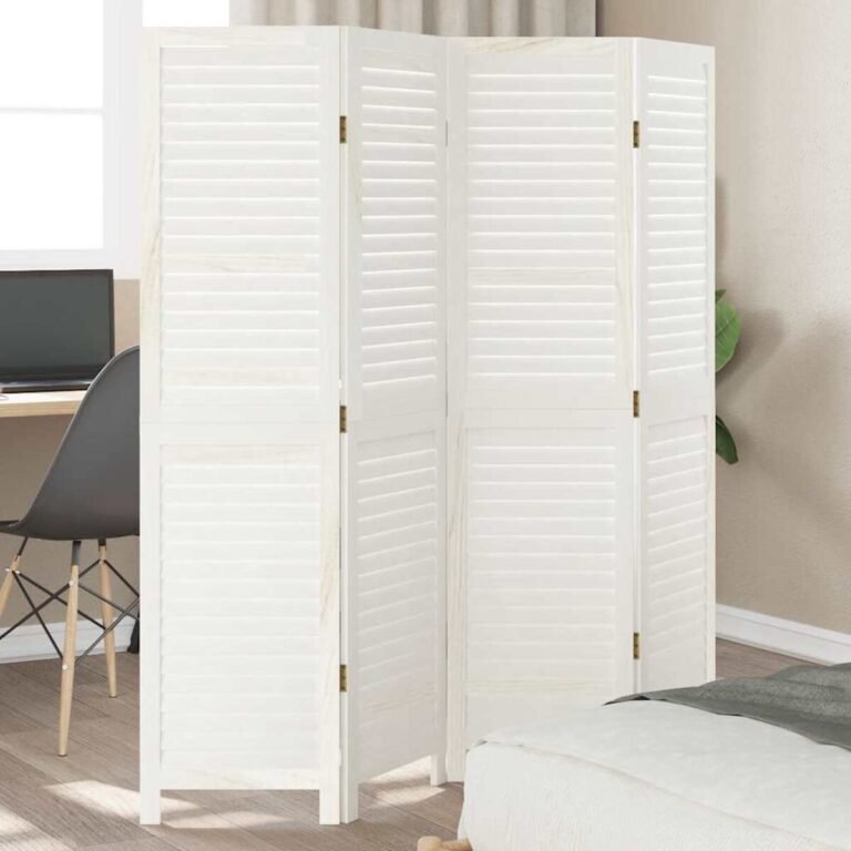 vidaXL Kambario pertvara, 4 segmentai, retro balta, paulovnijos masyvas – produkto nuotrauka 2