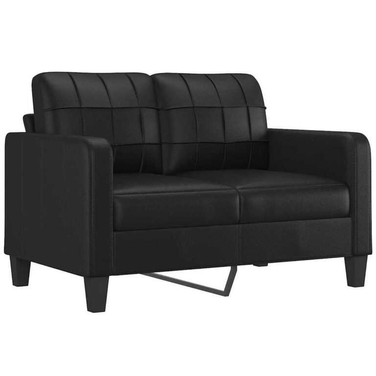 vidaXL Dvivietė sofa, juodos spalvos, 120cm, dirbtinė oda