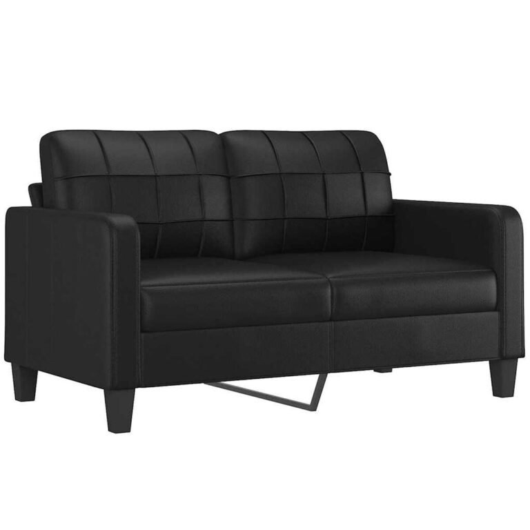 vidaXL Dvivietė sofa, juodos spalvos, 140cm, dirbtinė oda vidaXL Dvivietė sofa, juodos spalvos, 140cm, dirbtinė oda