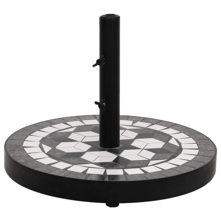 vidaXL Skėčio stovas, juodos ir baltos spalvos, apskritas, 12kg