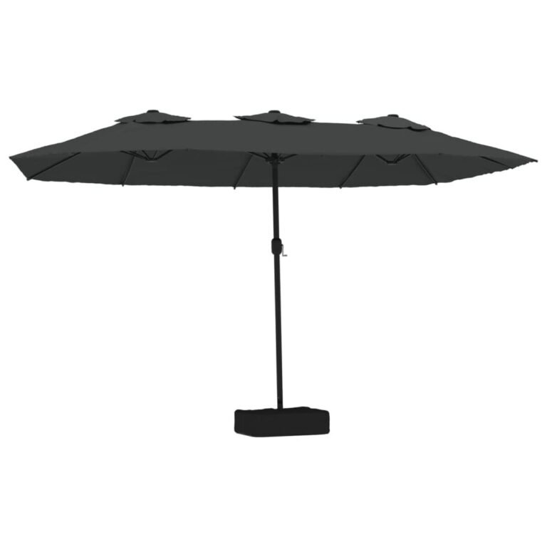 vidaXL Dvigubas sodo skėtis nuo saulės su LED, antracito, 449x265cm