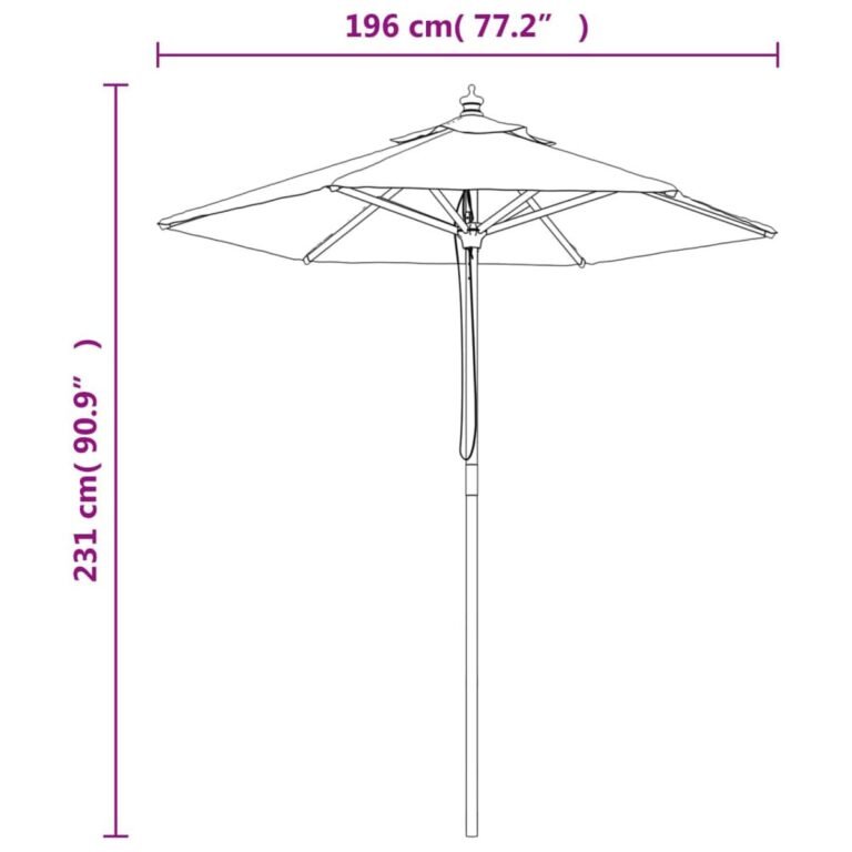 Lauko skėtis – 196×231 cm, rusvai pilka spalva – produkto nuotrauka 7