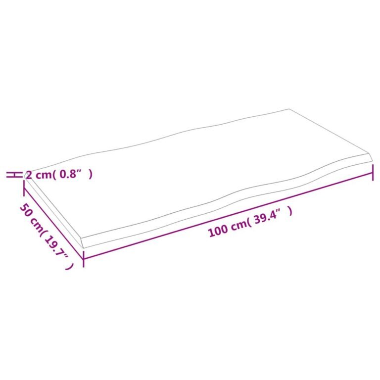 vidaXL Stalviršis, tamsiai ruda, 100x50x2 cm, ąžuolo masyvas – produkto nuotrauka 7