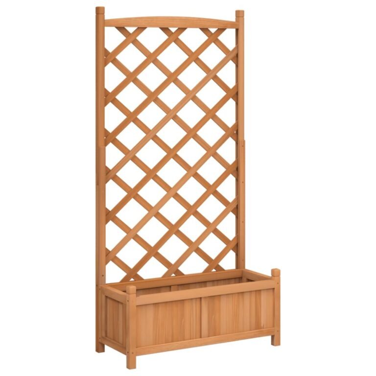 vidaXL Vazonas su grotelėmis, rudas, 75x35x150 cm, eglės medienos masyvas