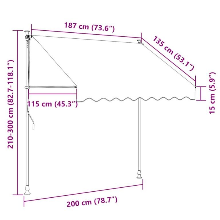 Ištraukiama markizė – 200×150 cm, antracito spalva – produkto nuotrauka 11