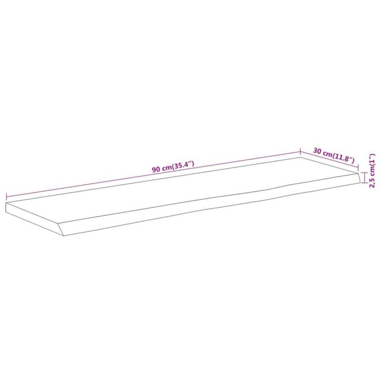 vidaXL Sieninė lentyna, 90x30x2,5cm, akacijos masyvas, su gyvu kraštu – produkto nuotrauka 8