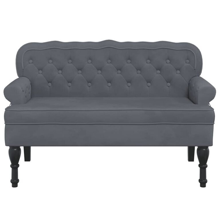 vidaXL Suoliukas su atlošu, tamsiai pilkas, 119,5x64,5x75cm, aksomas – produkto nuotrauka 4