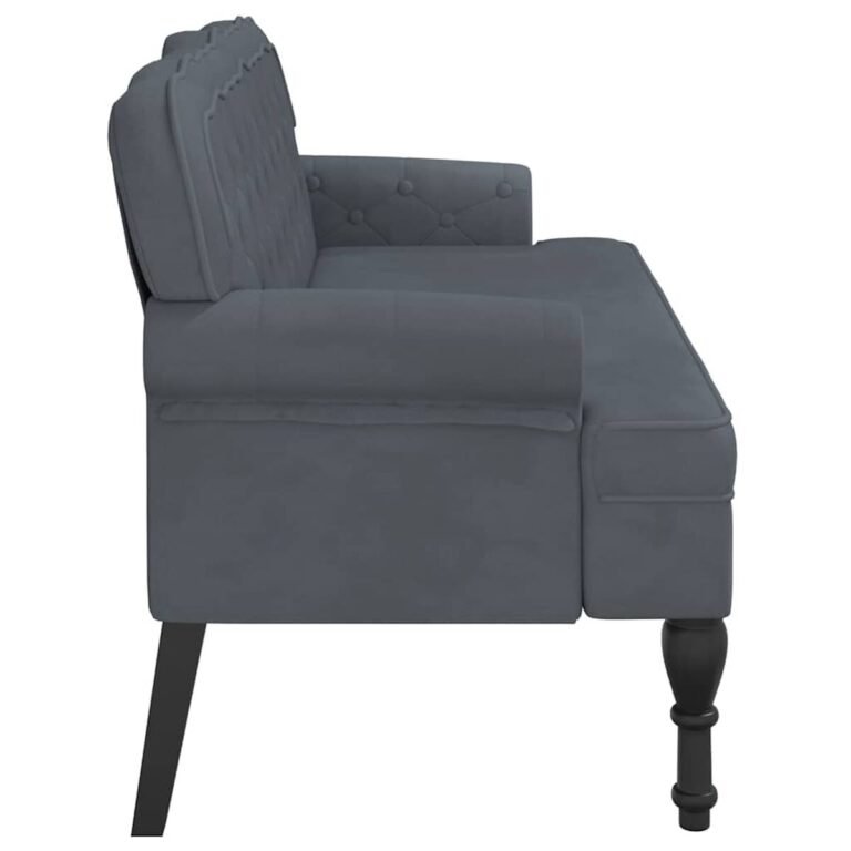 vidaXL Suoliukas su atlošu, tamsiai pilkas, 119,5x64,5x75cm, aksomas – produkto nuotrauka 5
