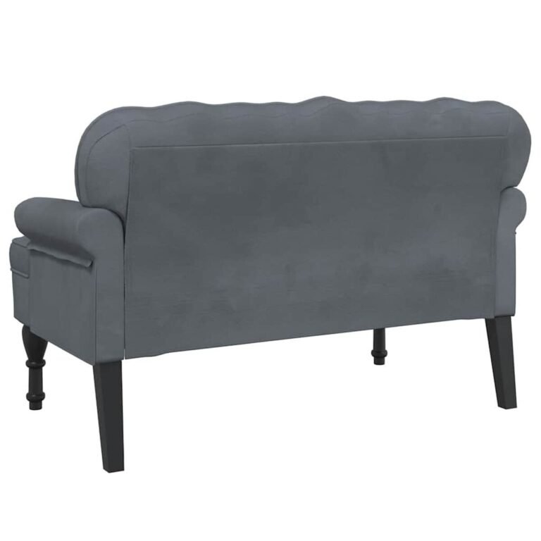 vidaXL Suoliukas su atlošu, tamsiai pilkas, 119,5x64,5x75cm, aksomas – produkto nuotrauka 6
