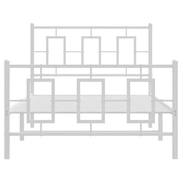 vidaXL Lovos rėmas su galvūgaliu/kojūgaliu, baltas, 100x200cm, metalas – produkto nuotrauka 5