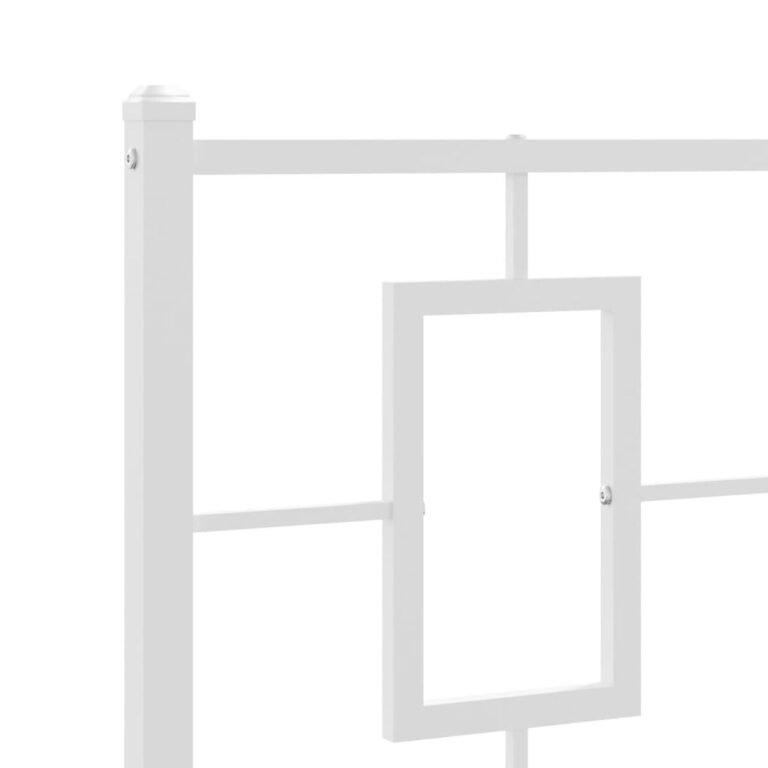 vidaXL Lovos rėmas su galvūgaliu/kojūgaliu, baltas, 100x200cm, metalas – produkto nuotrauka 8