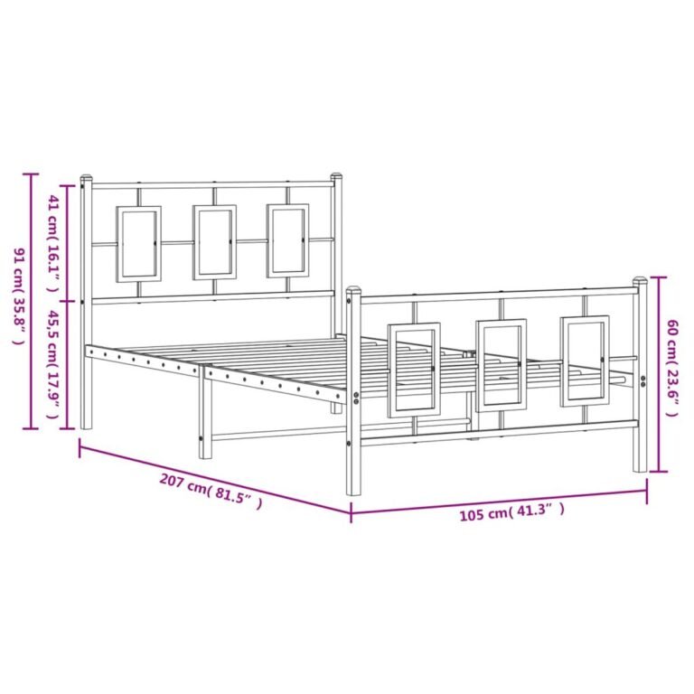 vidaXL Lovos rėmas su galvūgaliu/kojūgaliu, baltas, 100x200cm, metalas – produkto nuotrauka 10