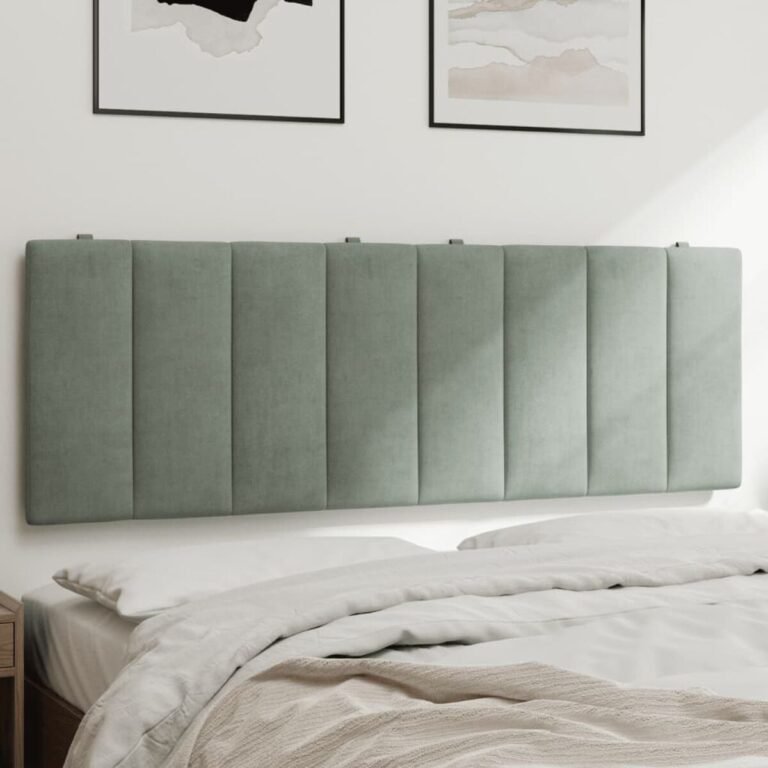 vidaXL Galvūgalio pagalvėlė, Hanko, šviesiai pilkos spalvos, 120cm, aksomas – produkto nuotrauka 2