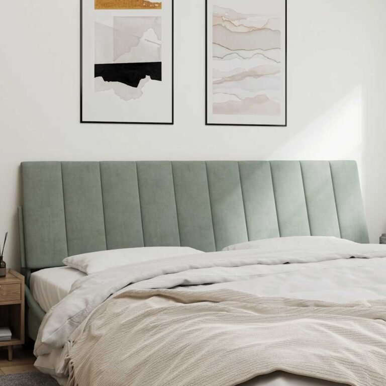vidaXL Galvūgalio pagalvėlė, Hanko, šviesiai pilkos spalvos, 180cm, aksomas – produkto nuotrauka 3