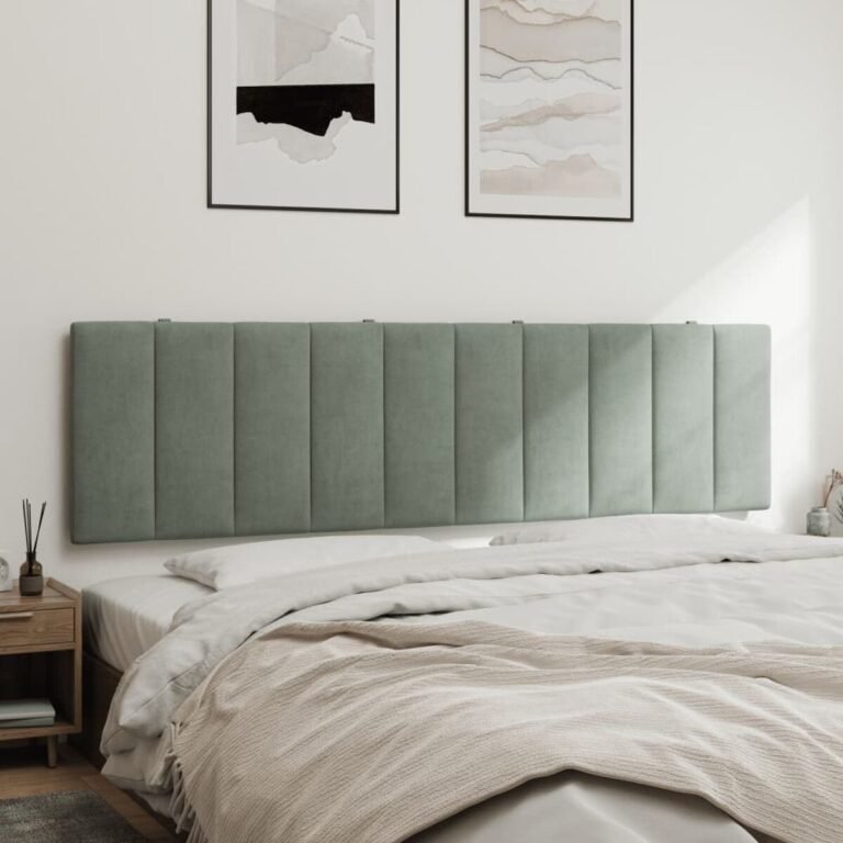 vidaXL Galvūgalio pagalvėlė, Hanko, šviesiai pilkos spalvos, 180cm, aksomas – produkto nuotrauka 4