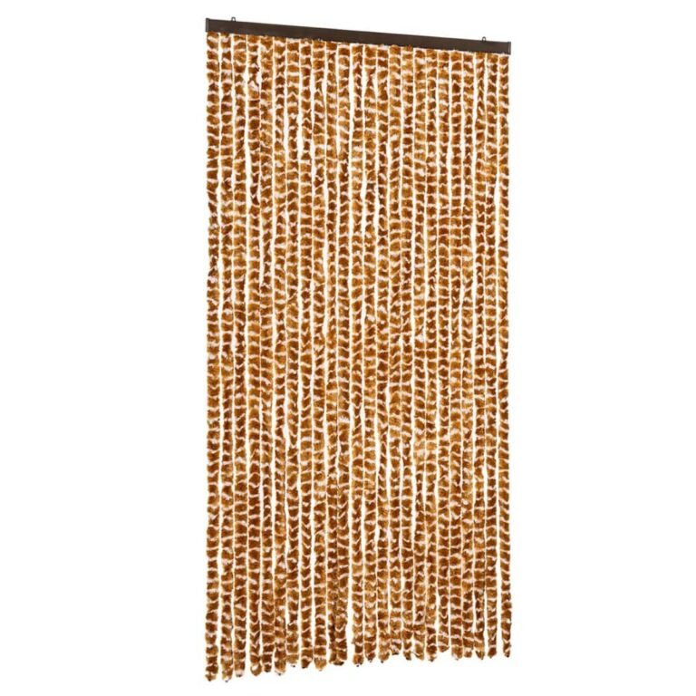 vidaXL Užuolaida nuo musių, geltonai ruda ir balta, 100x230cm, šenilis