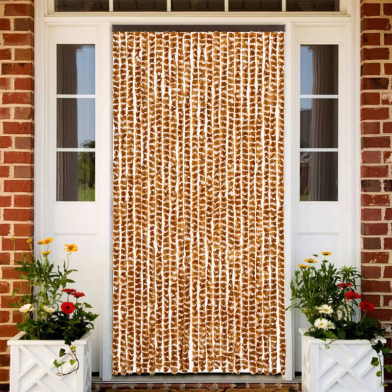vidaXL Užuolaida nuo musių, geltonai ruda ir balta, 100x230cm, šenilis – nuotrauka 2 vidaXL Užuolaida nuo musių, geltonai ruda ir balta, 100x230cm, šenilis – produkto nuotrauka 2
