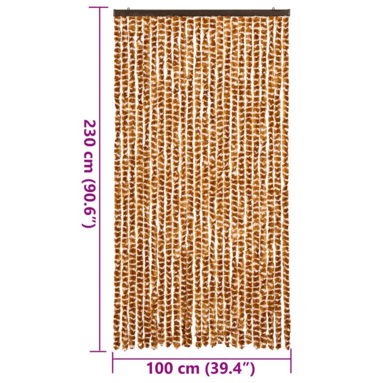 vidaXL Užuolaida nuo musių, geltonai ruda ir balta, 100x230cm, šenilis – nuotrauka 7 vidaXL Užuolaida nuo musių, geltonai ruda ir balta, 100x230cm, šenilis – produkto nuotrauka 7