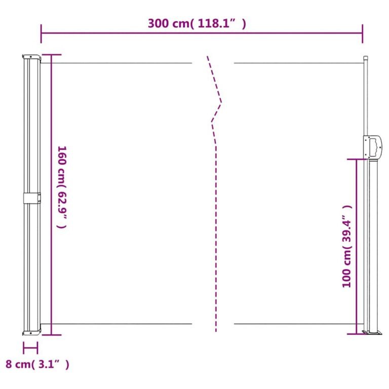 Ištraukiama šoninė markizė – 160×300 cm, antracito spalva – nuotrauka 11 Ištraukiama šoninė markizė – 160×300 cm, antracito spalva – produkto nuotrauka 11