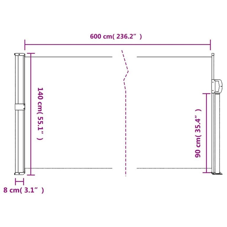 Ištraukiama šoninė markizė – 140×600 cm, antracito spalva – produkto nuotrauka 11