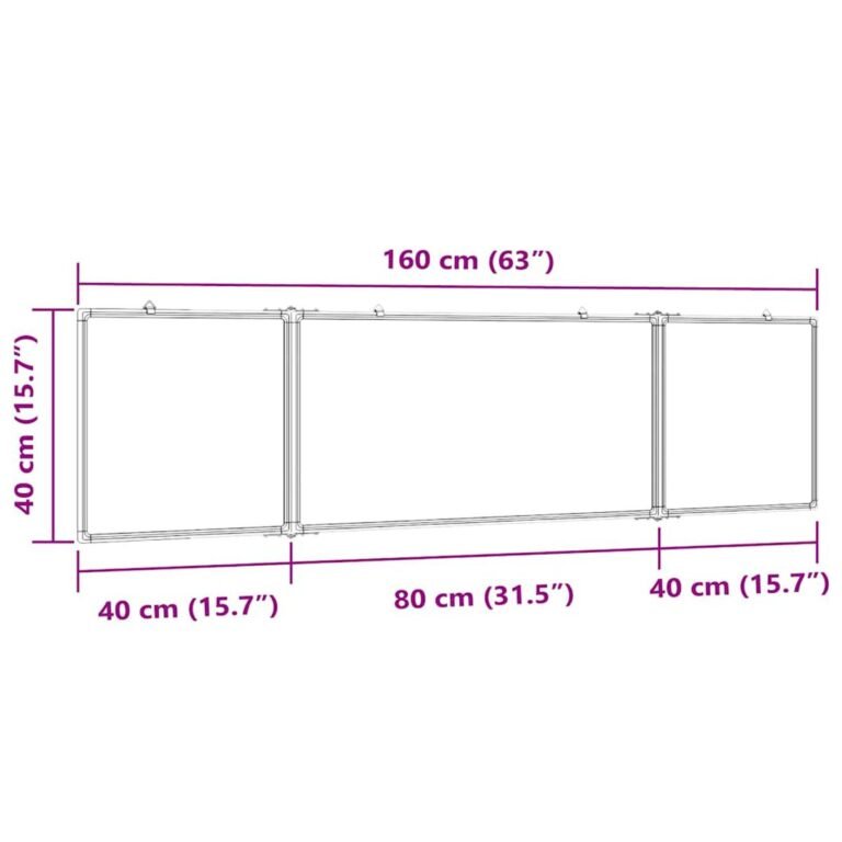 vidaXL Magnetinė balta lenta, 160x40x1,7cm, aliuminis, sulankstoma – produkto nuotrauka 6