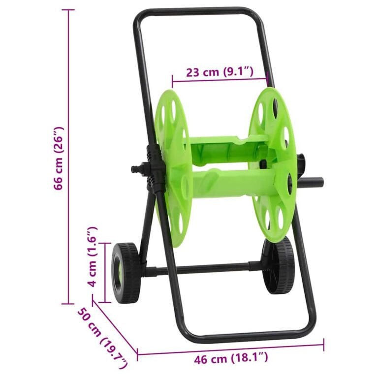 vidaXL Žarnos ritės vežimėlis, žalias, 60m, 1/2", plieninei žarnai – produkto nuotrauka 8