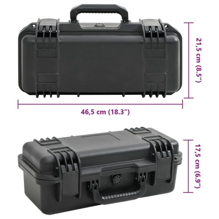 vidaXL Nešiojamas skrydžio dėklas, juodas, 46,5x21,5x17,5cm, PP – produkto nuotrauka 8