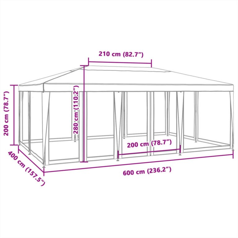 Pavėsinė-palapinė HDPE – 6×4 m, antracito spalva – produkto nuotrauka 8
