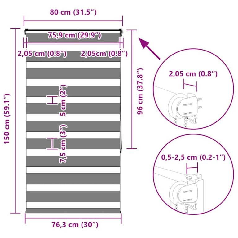 Diena-naktis roletas – 80×150 cm, balta spalva – produkto nuotrauka 15