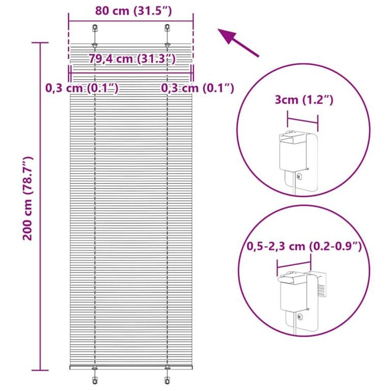Plisuotas roletas – 80×200 cm, balta spalva – produkto nuotrauka 12