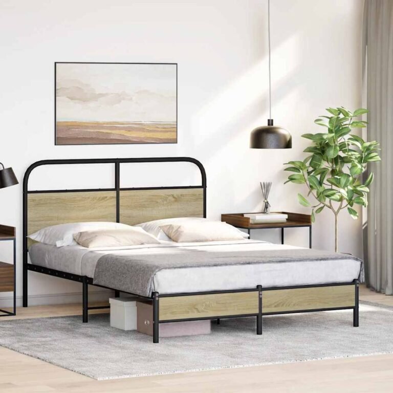 vidaXL Lovos rėmas be čiužinio, sonoma, 120x190cm, apdirbta mediena – produkto nuotrauka 4
