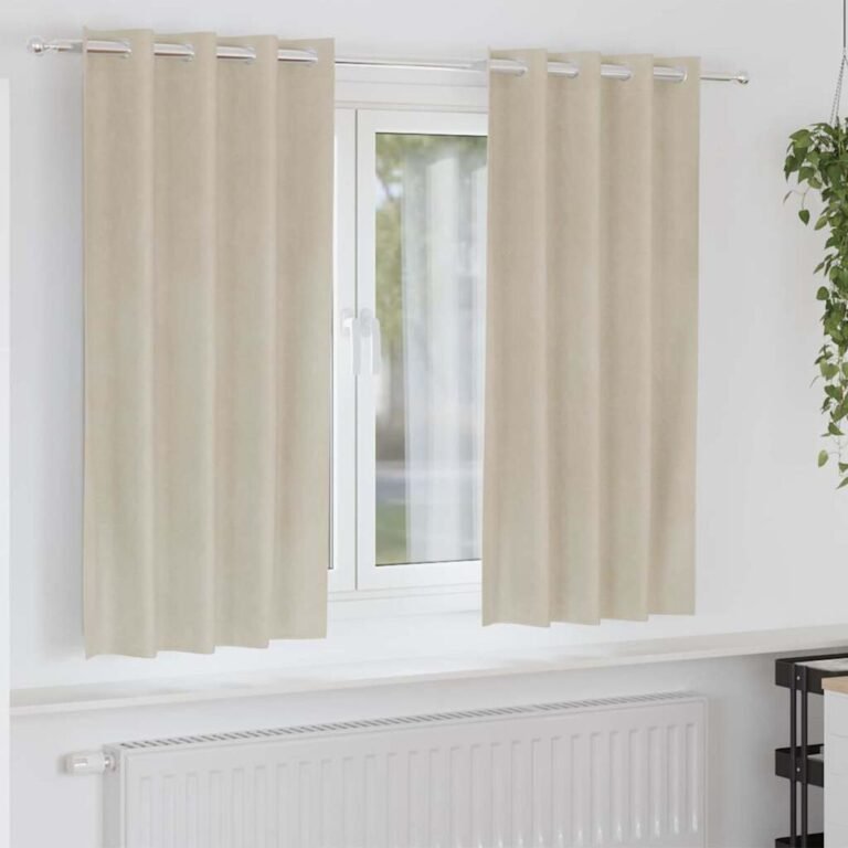 vidaXL Užuolaidos 2 vnt. Kreminė 140 x 175 cm Aksomas – produkto nuotrauka 2