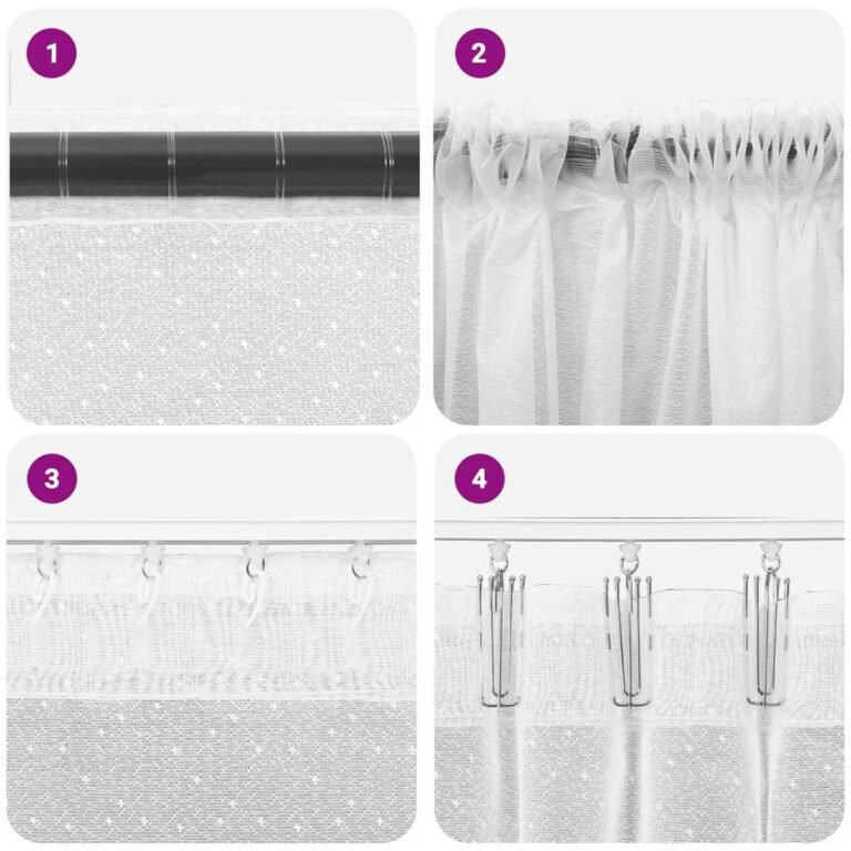 vidaXL Nėrinių Užuolaida Balta 300 x 245 cm Poliesteris – produkto nuotrauka 6