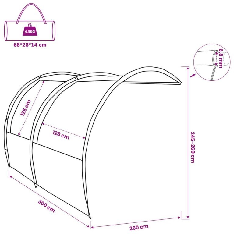 vidaXL Vandeniui atspari užuolaida Žalia 260 x 300 x 260 cm – produkto nuotrauka 13