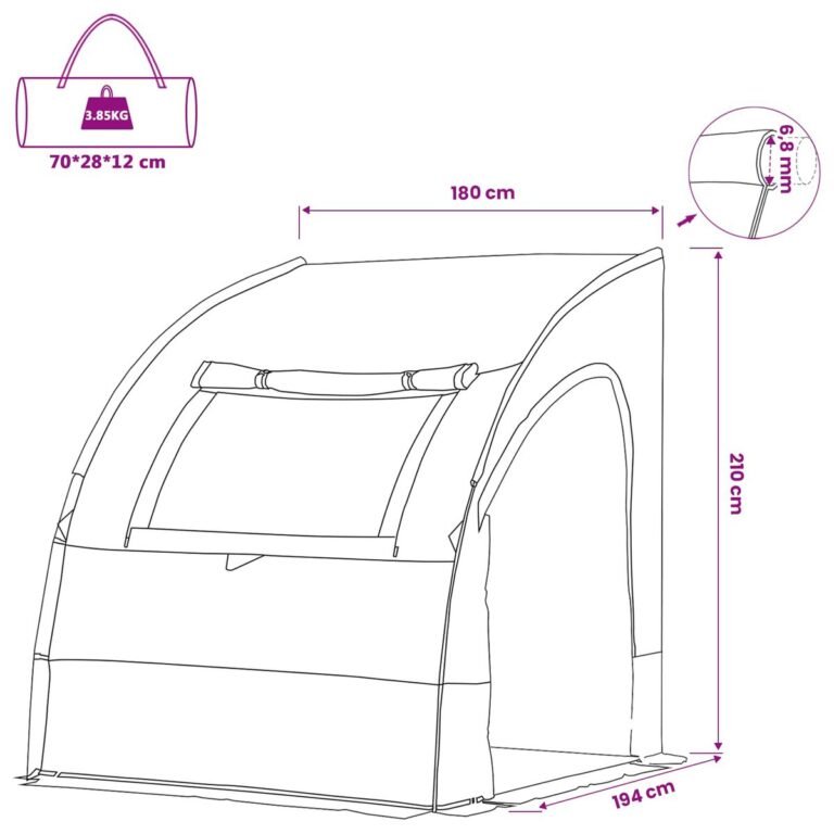 vidaXL Bagažinės palapinė Mėlyna 194 x 180 x 210 cm tafta – produkto nuotrauka 11