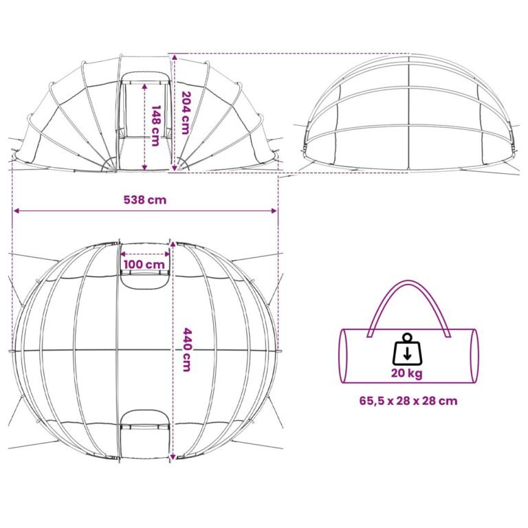vidaXL Baseino palapinė kupolas 538 x 440 x 204 cm – produkto nuotrauka 13