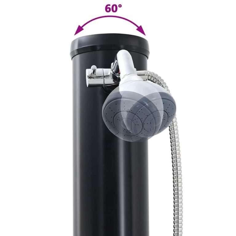 vidaXL Lauko saulės dušas 20 l PVC ir aliuminis Juoda – produkto nuotrauka 11