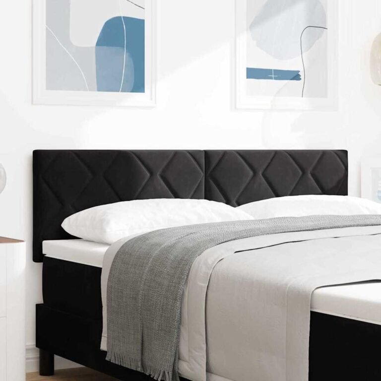vidaXL Galvūgalis Juodas 144 cm Aksomas – produkto nuotrauka 2